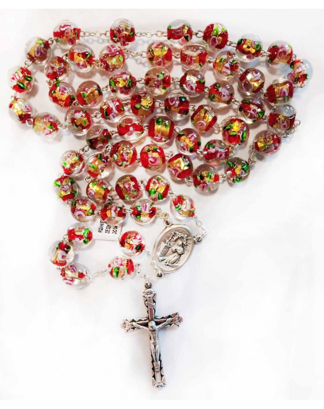 Różaniec św. Rity ze szkła weneckiego - duży czerwony - Sklep ...