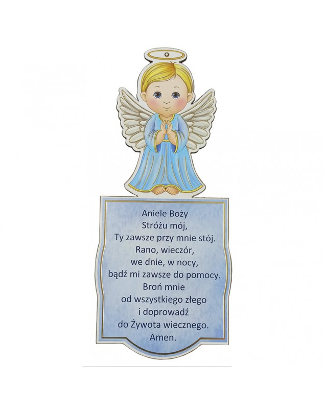 Aniołek z modlitwą - przód
Obrazek drewniany aniołek z modlitwą dla chłopca
