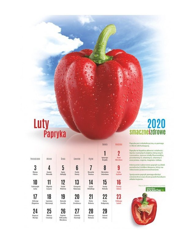 Kalendarz ścienny Smaczne I Zdrowe 2020 Sklep Wolnościowy 3dom 7371